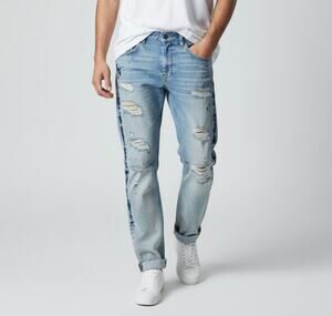 TRUE RELIGION Men's Ricky Relaxed Straight Jeans Size 36 In Black Malt
